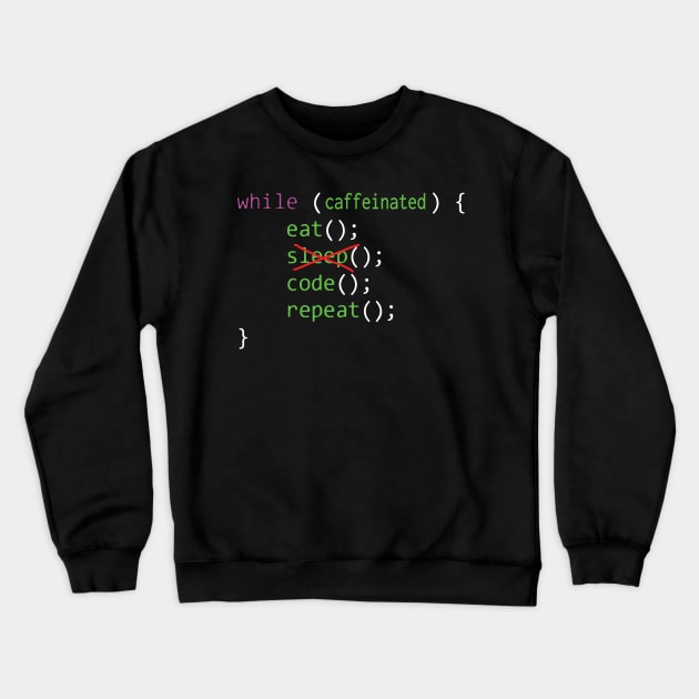 Funny Programming Caffeinated Coder Crewneck Sweatshirt by USProudness